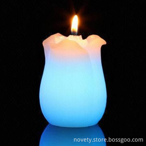 LED tulip, real smokeless wax candles really change colors when lit